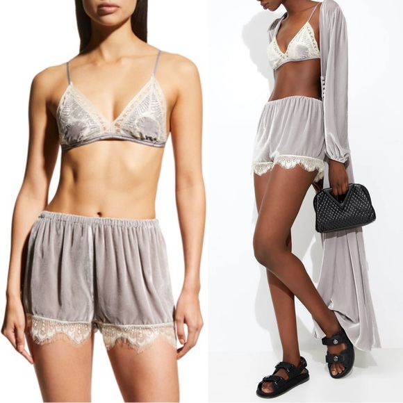 Sleeping With Jacques Julia Matching Bralette And Shorts Pajama Set NWT Platinum - Picture 2 of 7